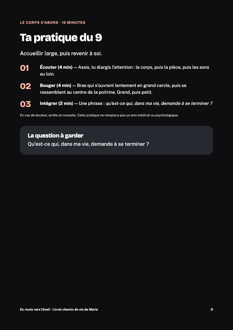 La pratique de 10 minutes de Marie